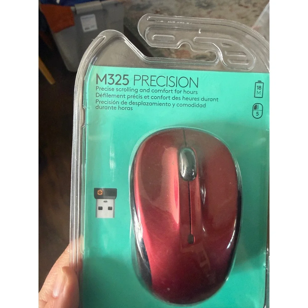 Logitech M325 Precision Wireless Mouse Dark Red Metallic USB Nano Receiver‎ NEW